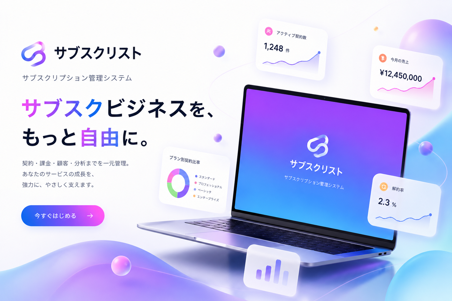 サブスクリストのトップページビジュアル